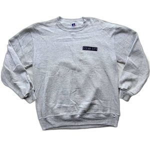90s Vintage Gray Russell Sweatshirt -Ocean City Graphic -Men's Lrg -Gently Used